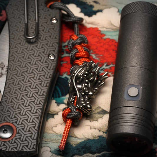 Two-Tone 275 Paracord Knife Lanyard | Dragon Bead