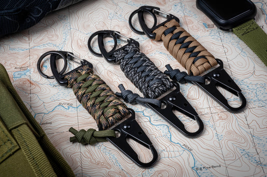 Tactical Paracord HK Hook and Triangle Carabiner EDC  Keychain | Choose Your Colors