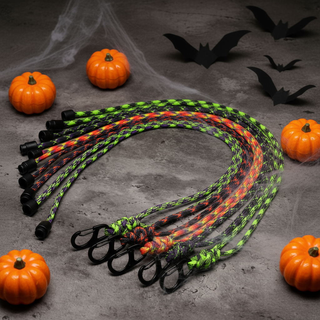 Minimal Paracord ID Lanyard: 24 Halloween Colors, Breakaway Clasp, ID Holder