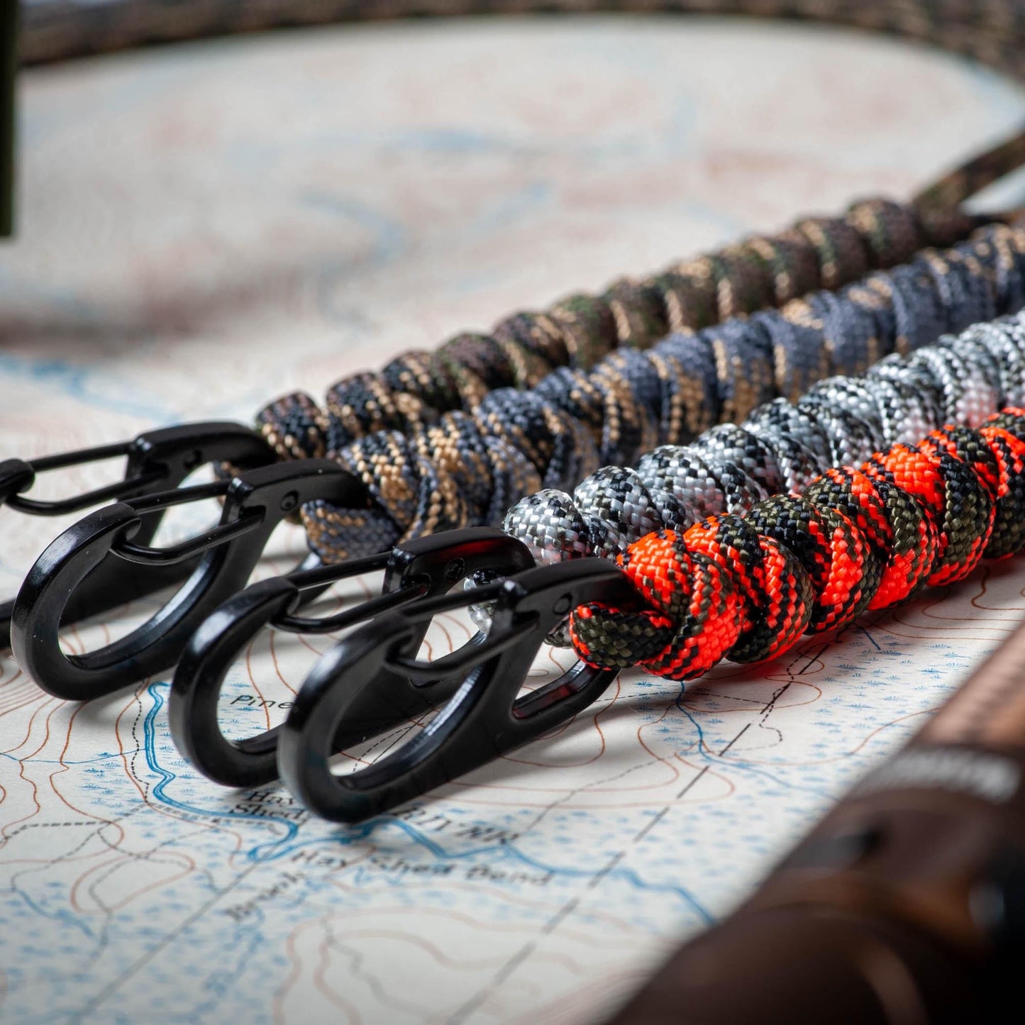 Rounded Paracord ID Lanyard | Camo Collection | Breakaway Clasp | Black or Silver Carabiner | ID Holder Included