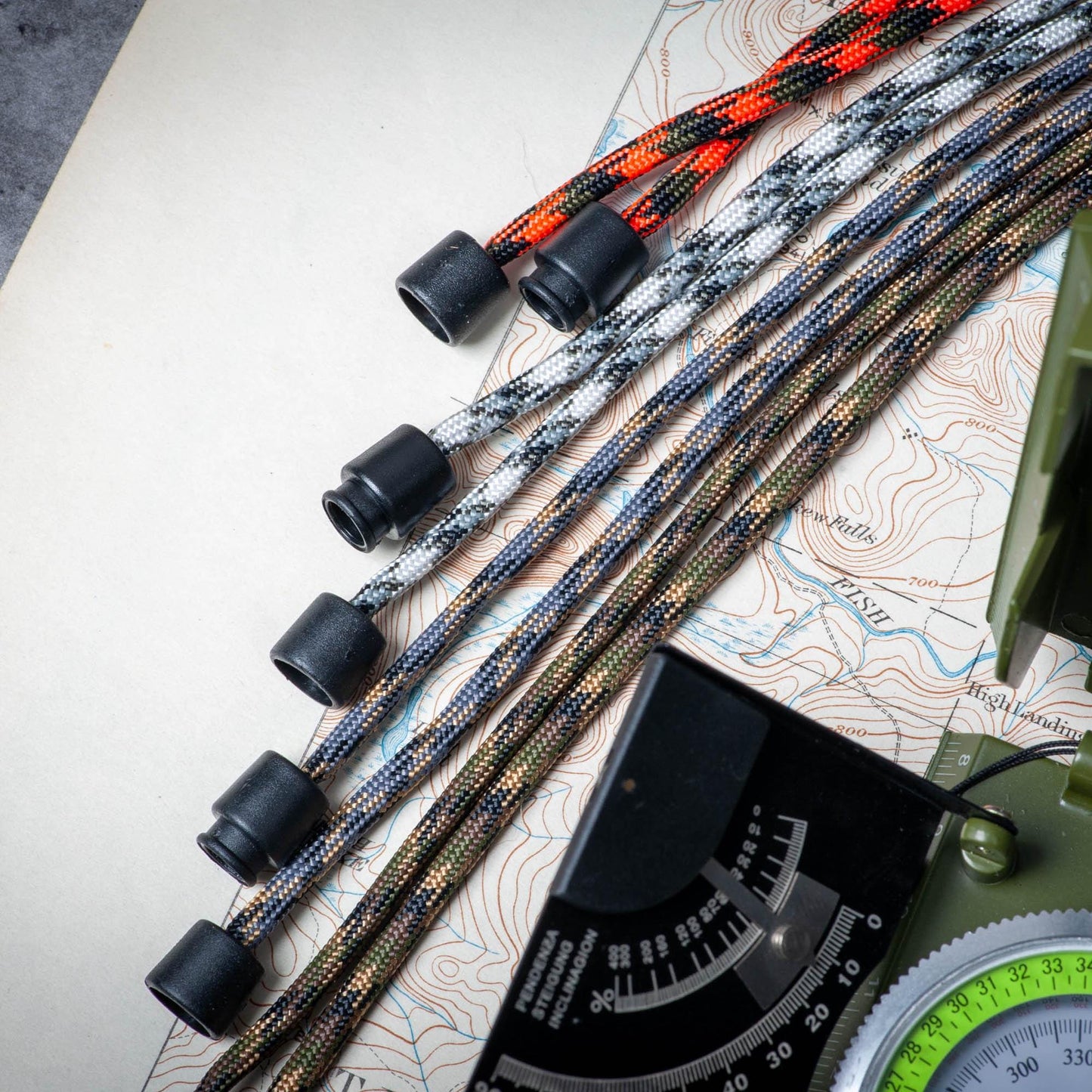 Rounded Paracord ID Lanyard | Camo Collection | Breakaway Clasp | Black or Silver Carabiner | ID Holder Included