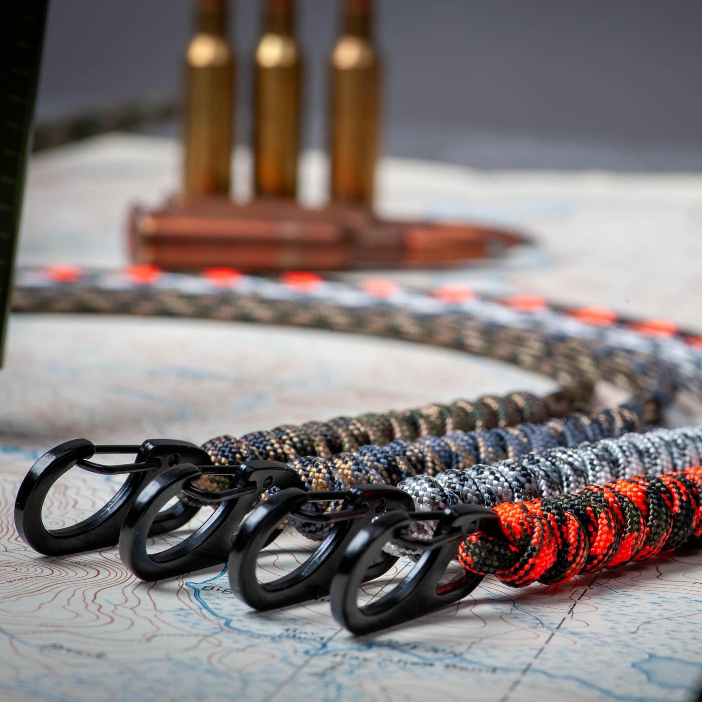 Rounded Paracord ID Lanyard | Camo Collection | Breakaway Clasp | Black or Silver Carabiner | ID Holder Included