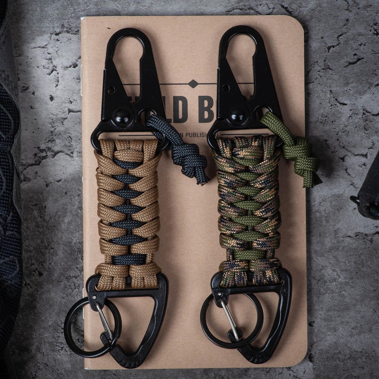 Tactical Paracord HK Hook and Triangle Carabiner EDC Keychain | Choose Your Colors