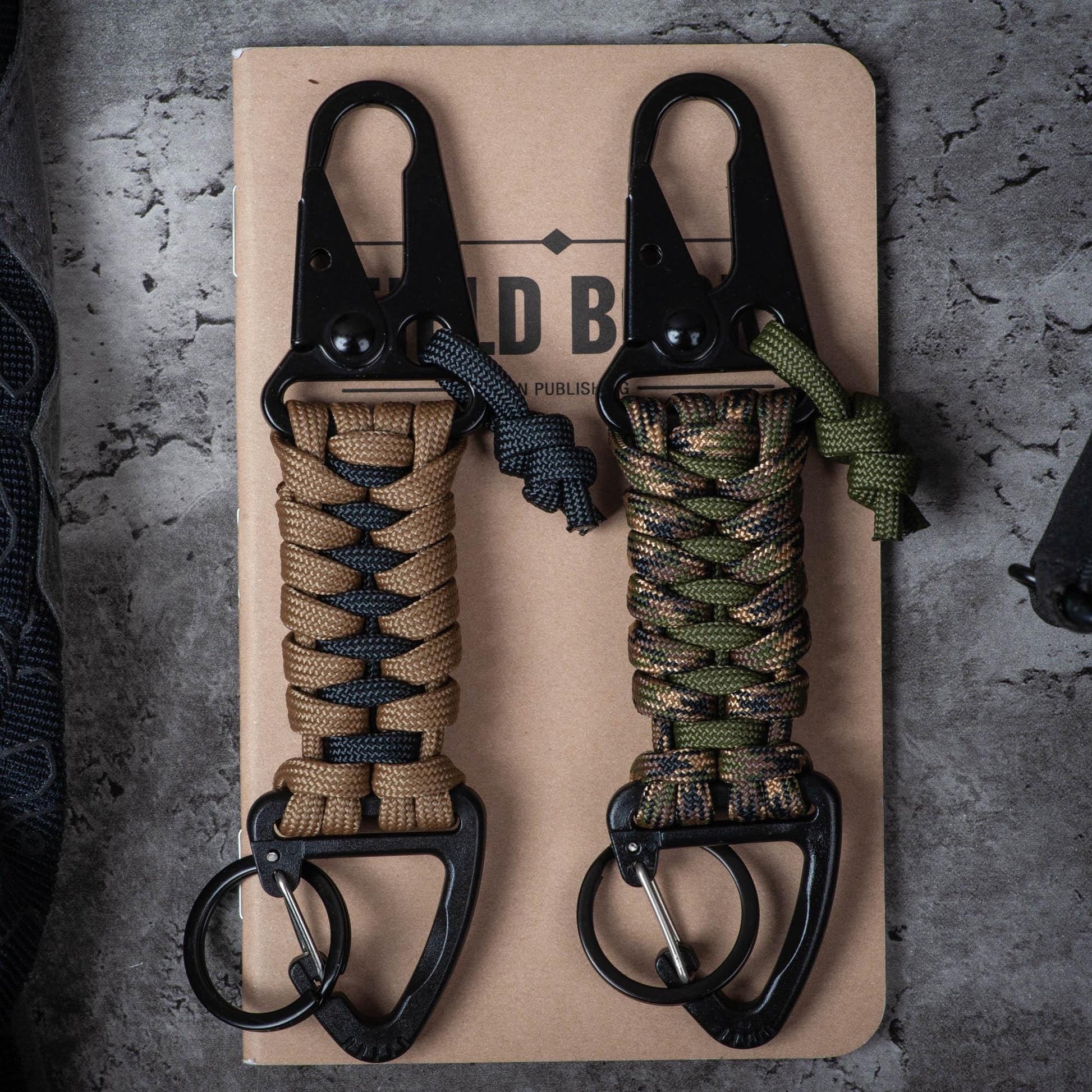 Tactical Paracord HK Hook and Triangle Carabiner EDC Keychain | Choose Your Colors