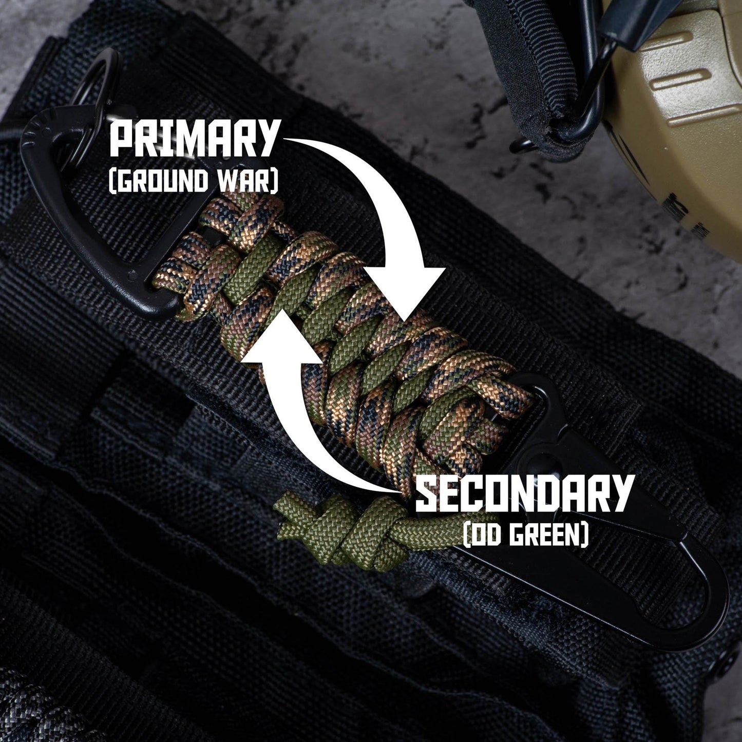 Tactical Paracord HK Hook and Triangle Carabiner EDC Keychain | Choose Your Colors