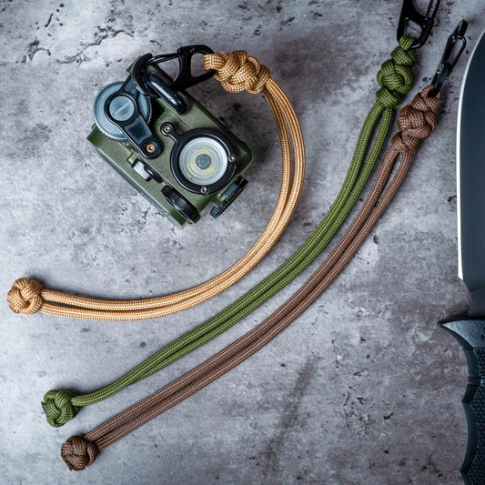 Minimal Paracord Wrist Lanyard with Black or Silver Metal Carabiner | Choose From 70 Colors