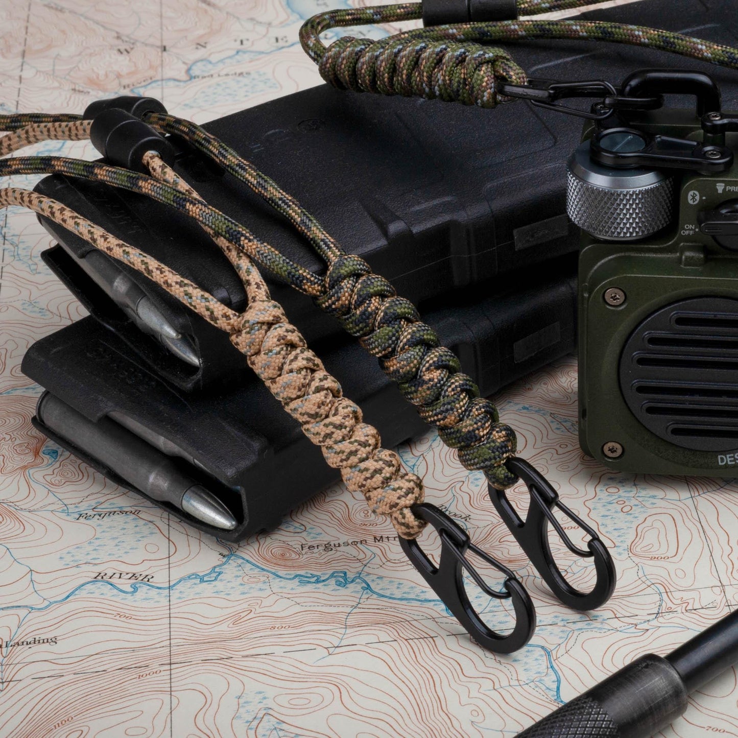 Paracord Wrist Lanyard with Breakaway Clasp and Black or Silver Metal Carabiner | Choose From 70 Colors