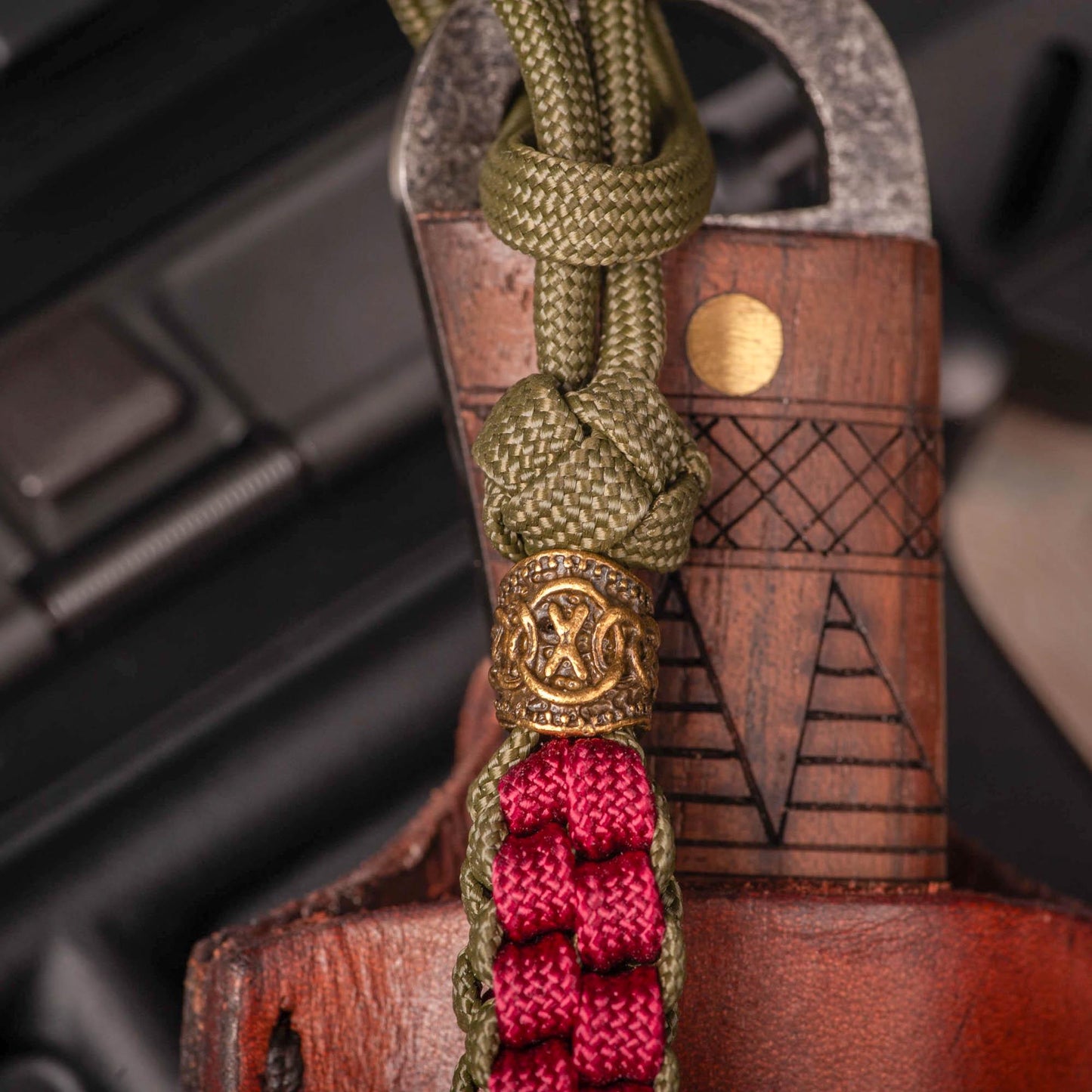 Berserker Viking Paracord Knife Lanyard With Brass Beads