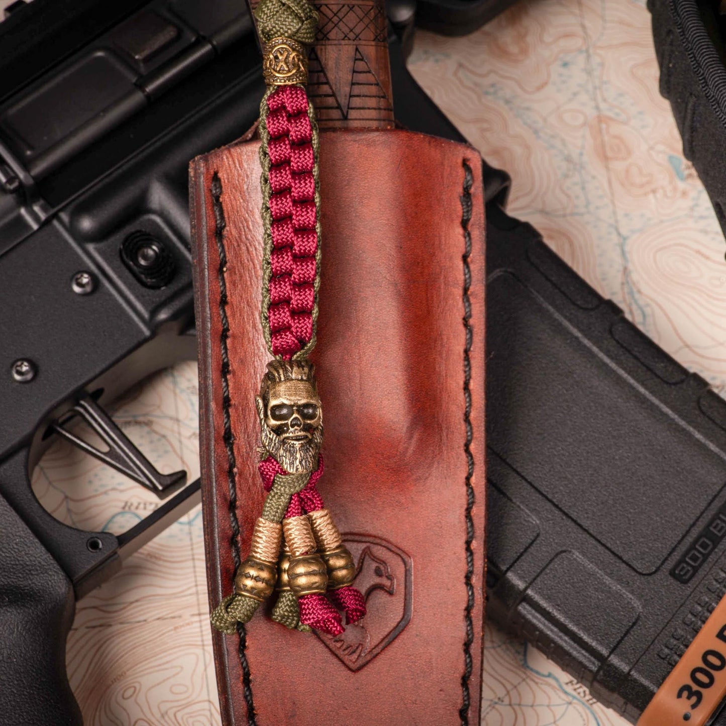 Berserker Viking Paracord Knife Lanyard With Brass Beads