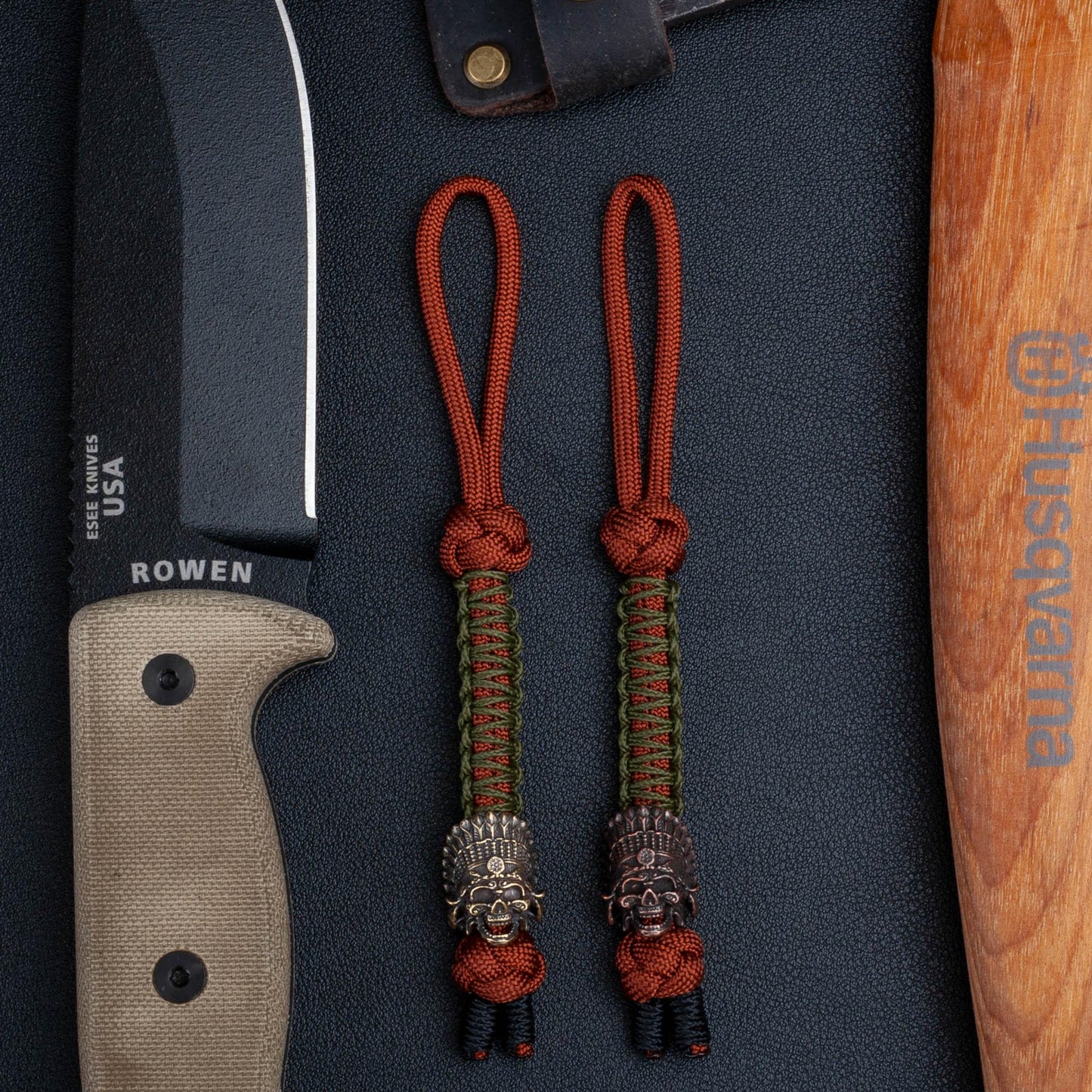 Brass or Bronze Indian Chief Paracord Knife Lanyard