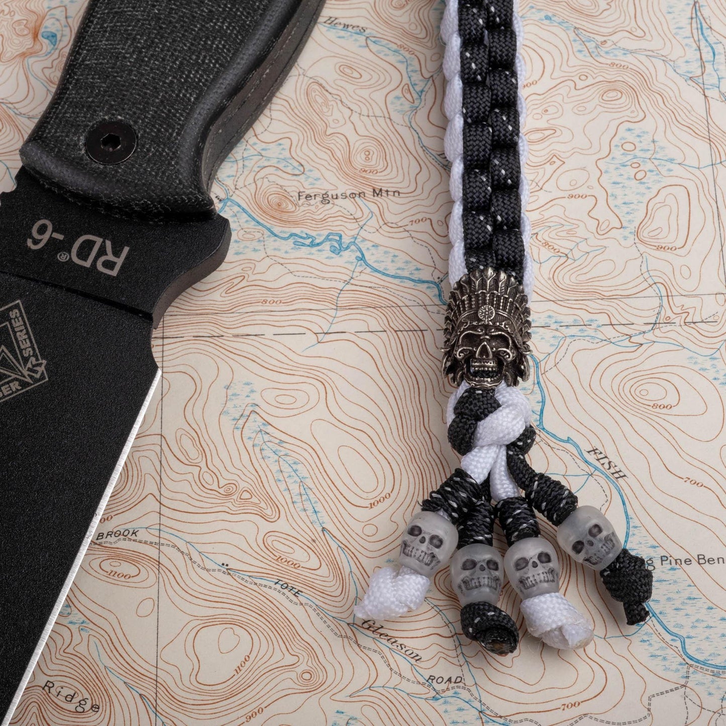 Glow In The Dark Night Stalker Indian Chief Paracord Knife Lanyard
