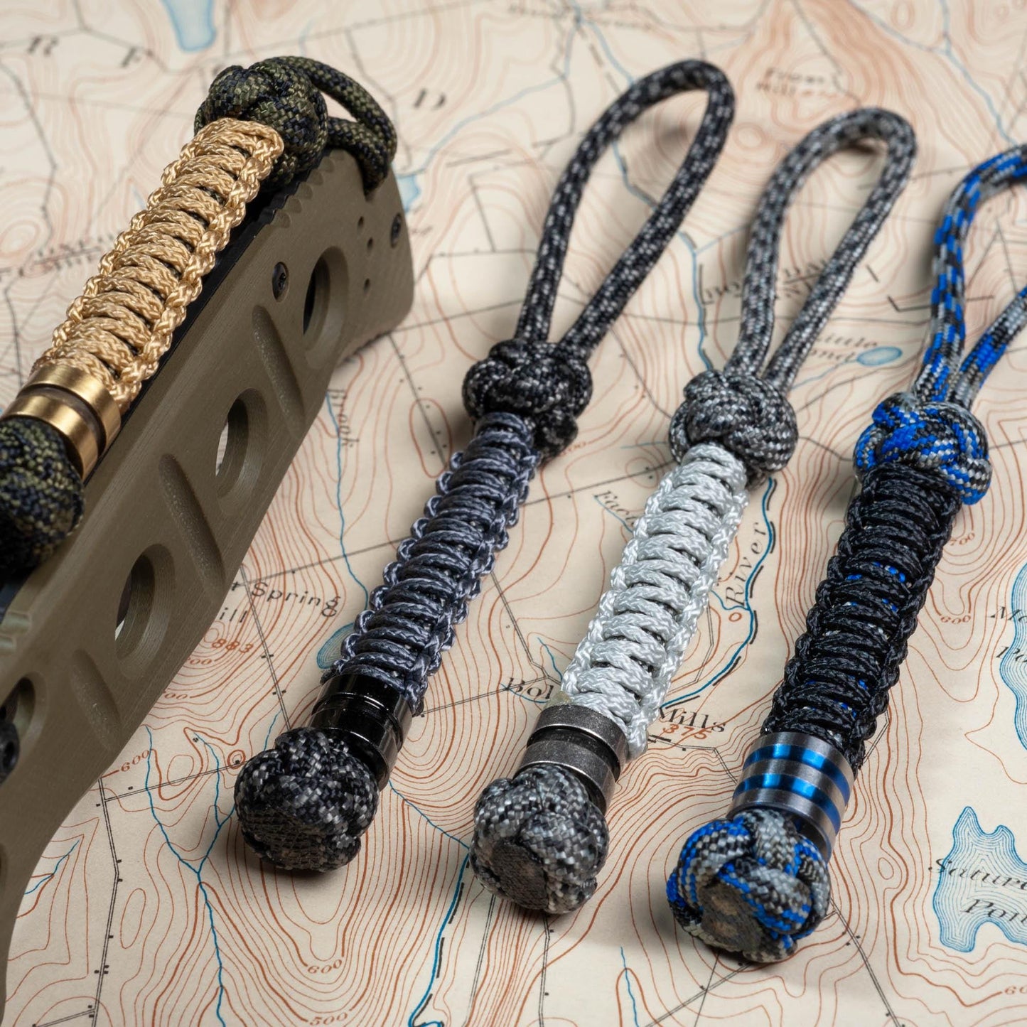 Customizable Paracord Knife Lanyard | Choose From Over 100 Cord Colors | 5 Stainless Steel Bead Colors or a Titanium Bead