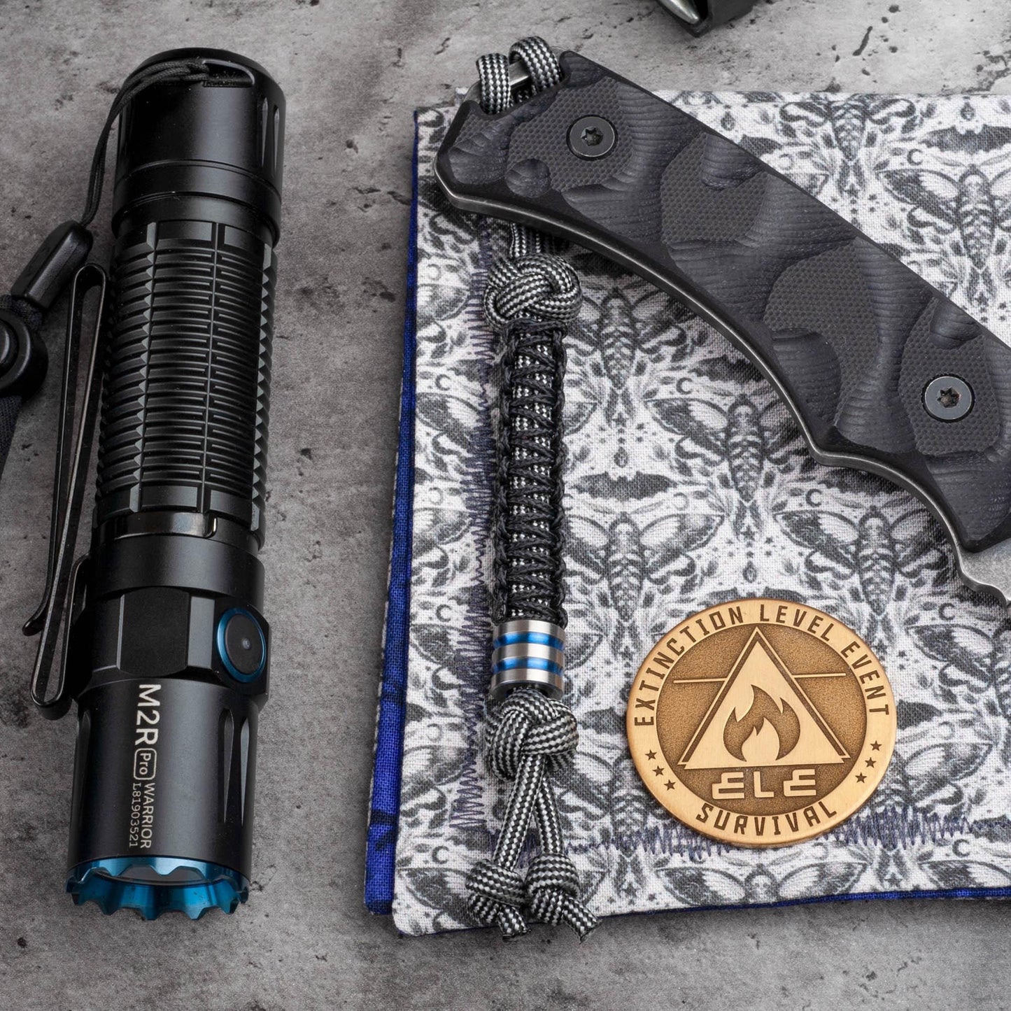 Mindbender Black and Silver Paracord Knife Lanyard With Titanium Bead