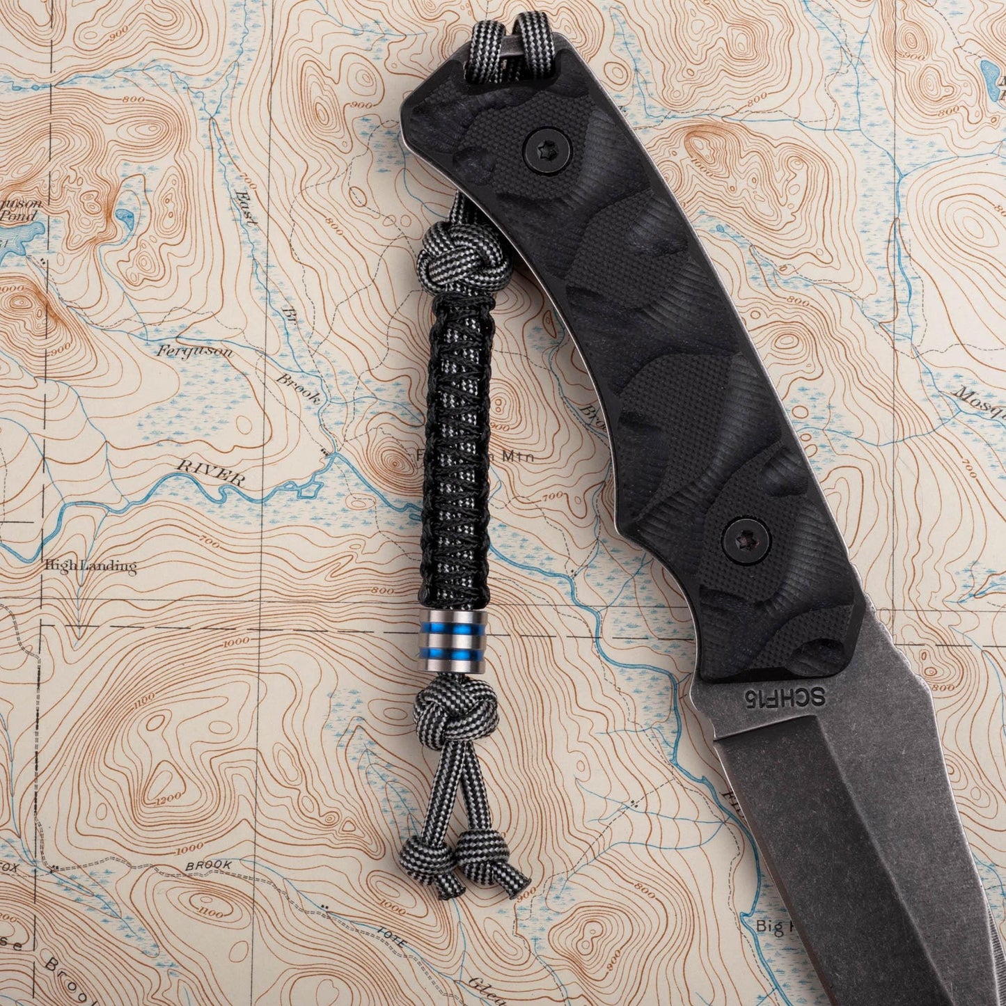 Mindbender Black and Silver Paracord Knife Lanyard With Titanium Bead