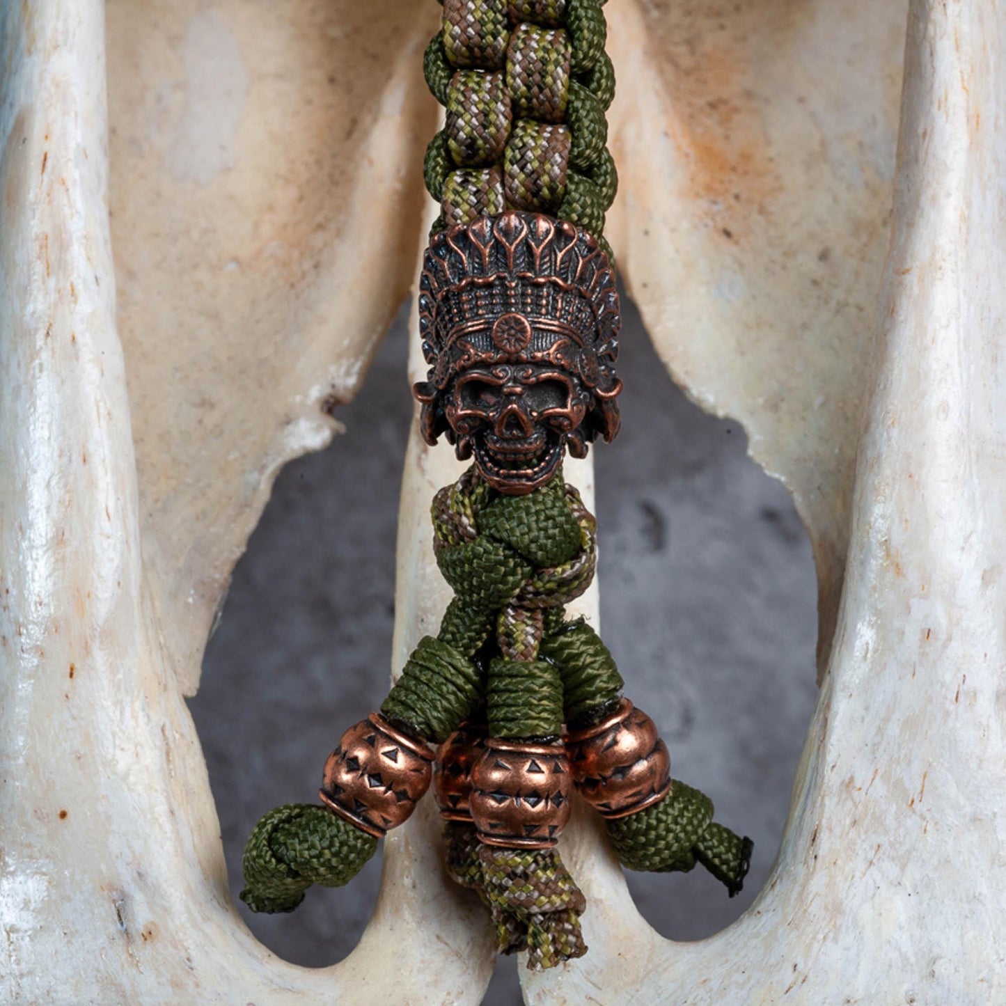 Multicam Bronze Indian Chief Paracord Knife Lanyard