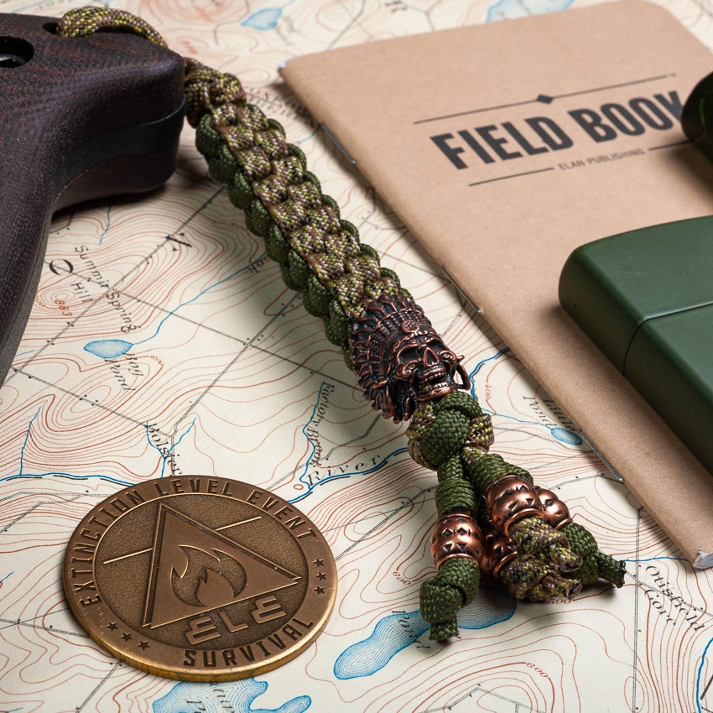 Multicam Bronze Indian Chief Paracord Knife Lanyard