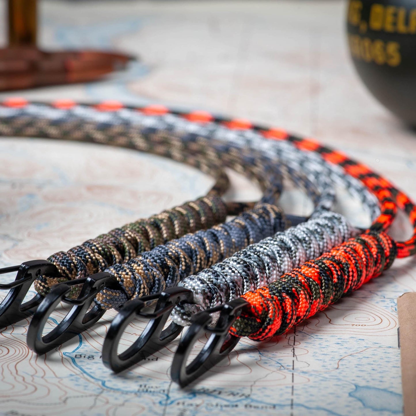 Rounded Paracord ID Lanyard | Camo Collection | Breakaway Clasp | Black or Silver Carabiner | ID Holder Included