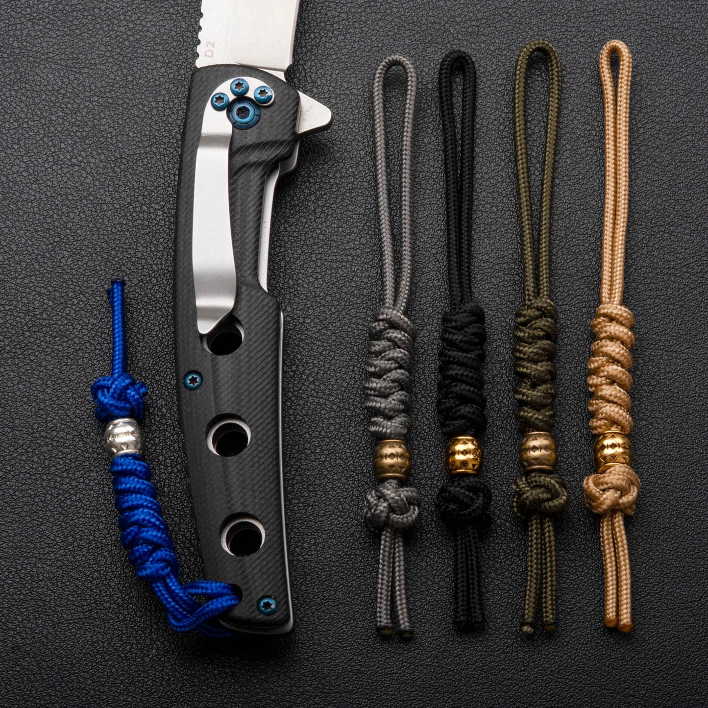 275 Paracord Knife Lanyard With Your Choice of Bead - Brass | Bronze | Silver | Gold