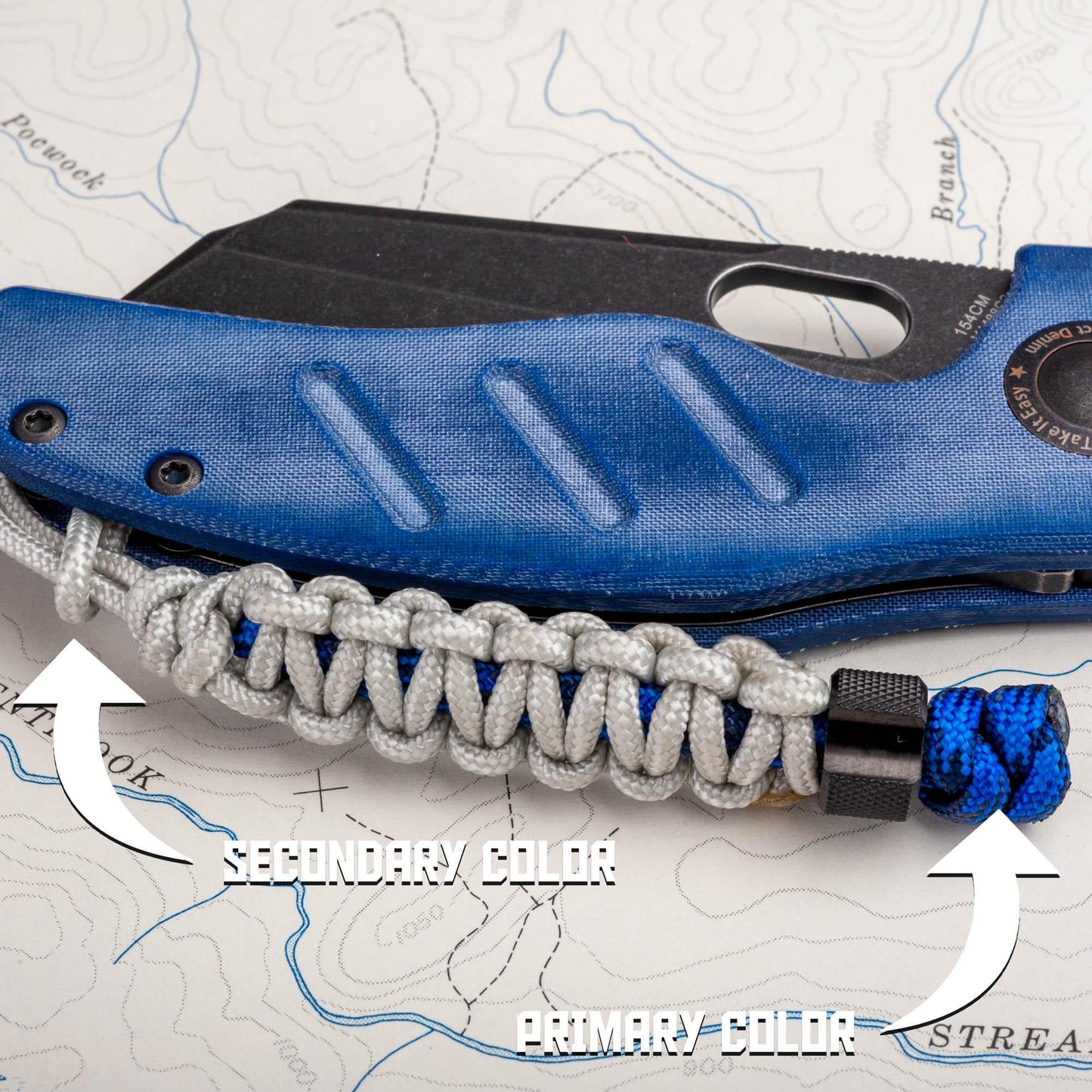 Paracord Knife Lanyard With Black Titanium Bead | Choose From Over 100 Paracord Colors | 550 and 275 Paracord