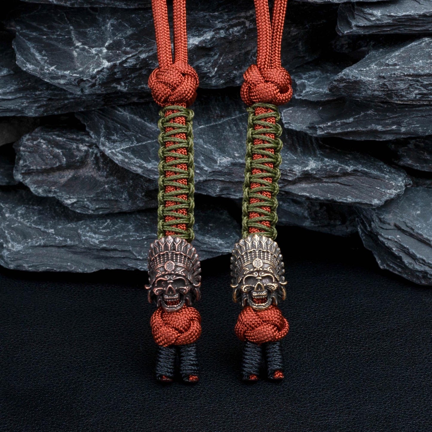 Brass or Bronze Indian Chief Paracord Knife Lanyard