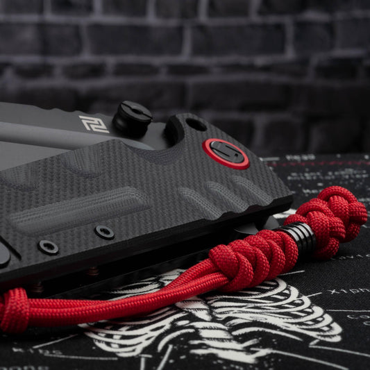 EDC Paracord Knife Lanyard With A Black Bead | Choose From 105 Colors and 2 Bead Styles