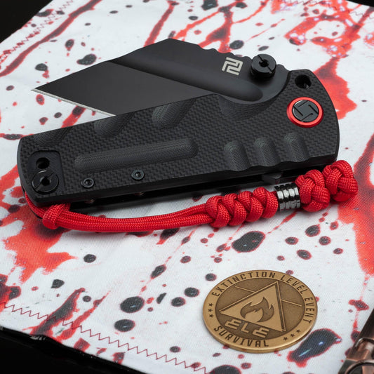 EDC Paracord Knife Lanyard With A Black Bead | Choose From 105 Colors and 2 Bead Styles
