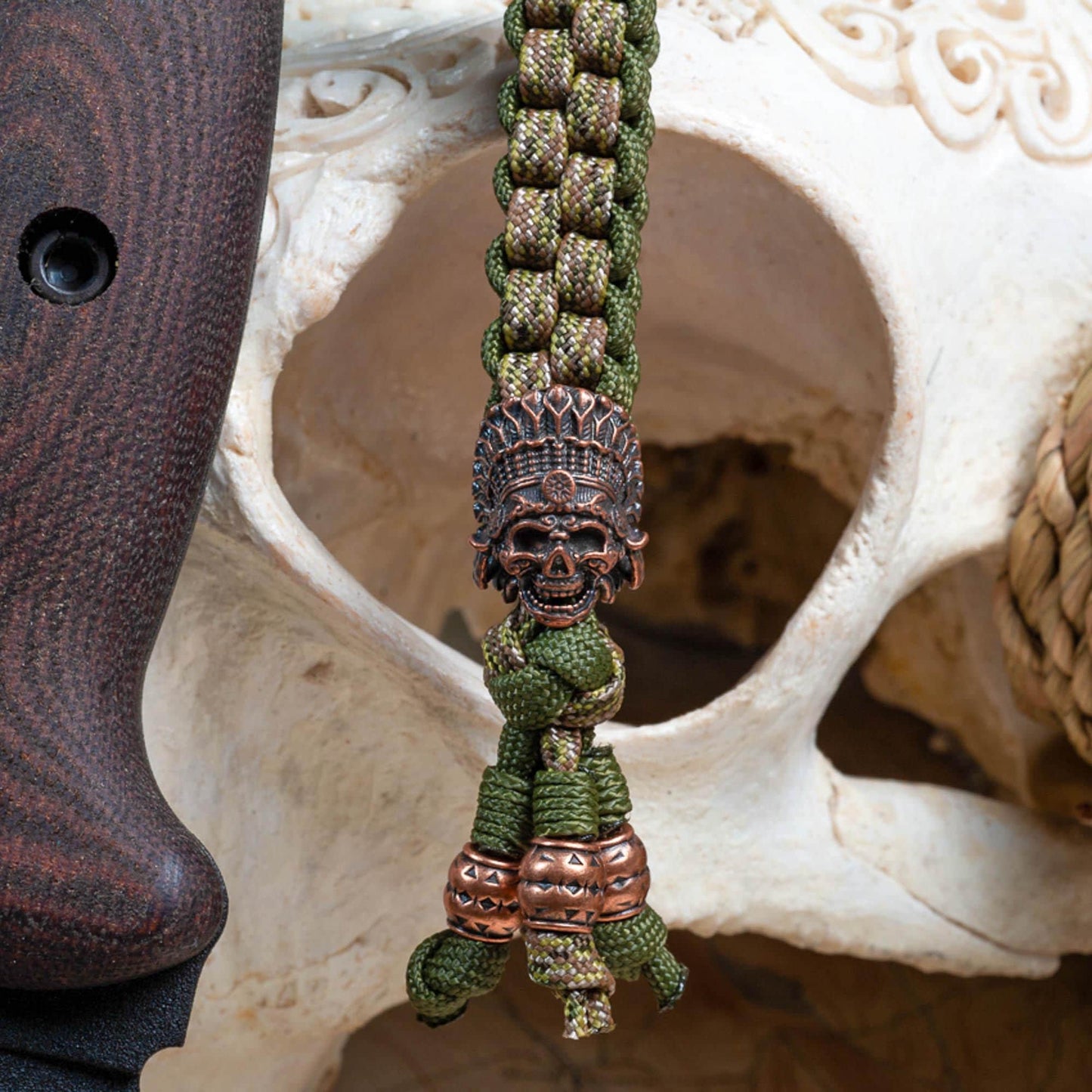 Multicam Bronze Indian Chief Paracord Knife Lanyard