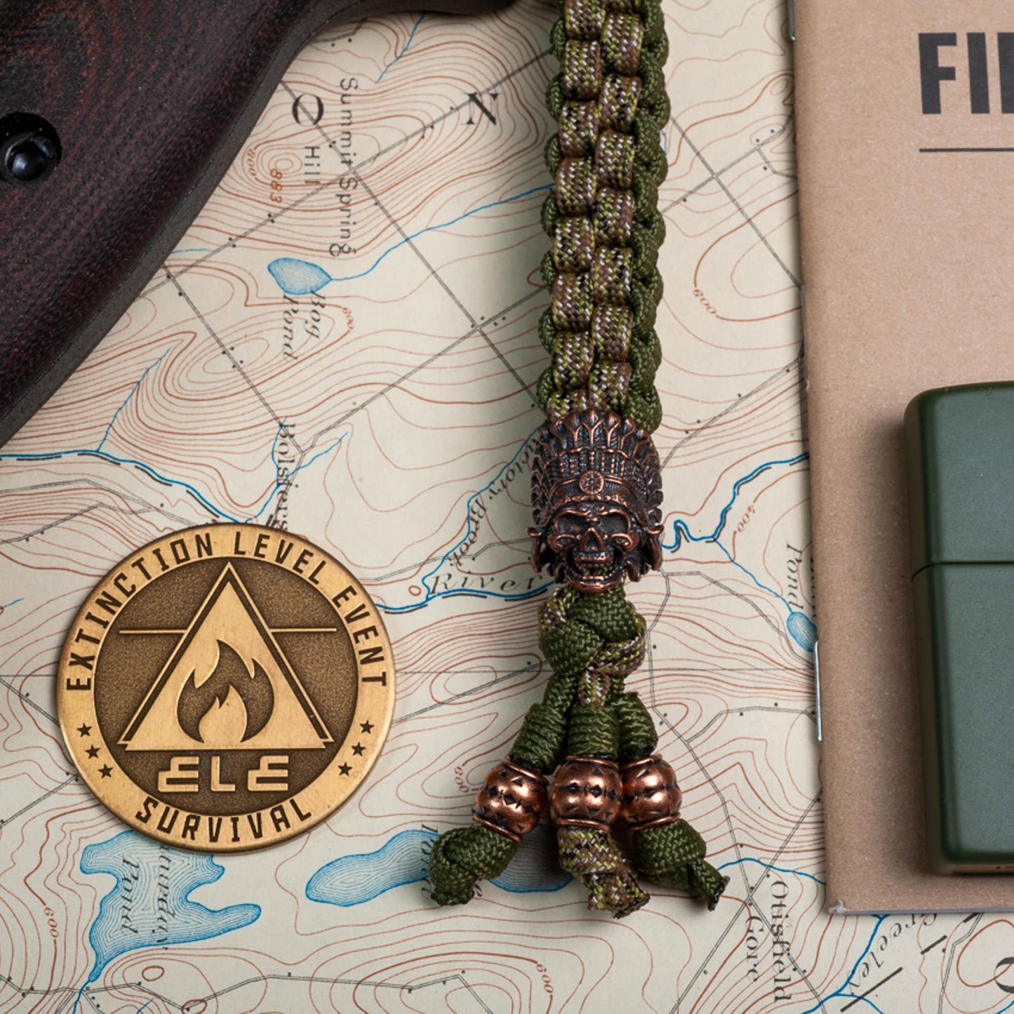 Multicam Bronze Indian Chief Paracord Knife Lanyard