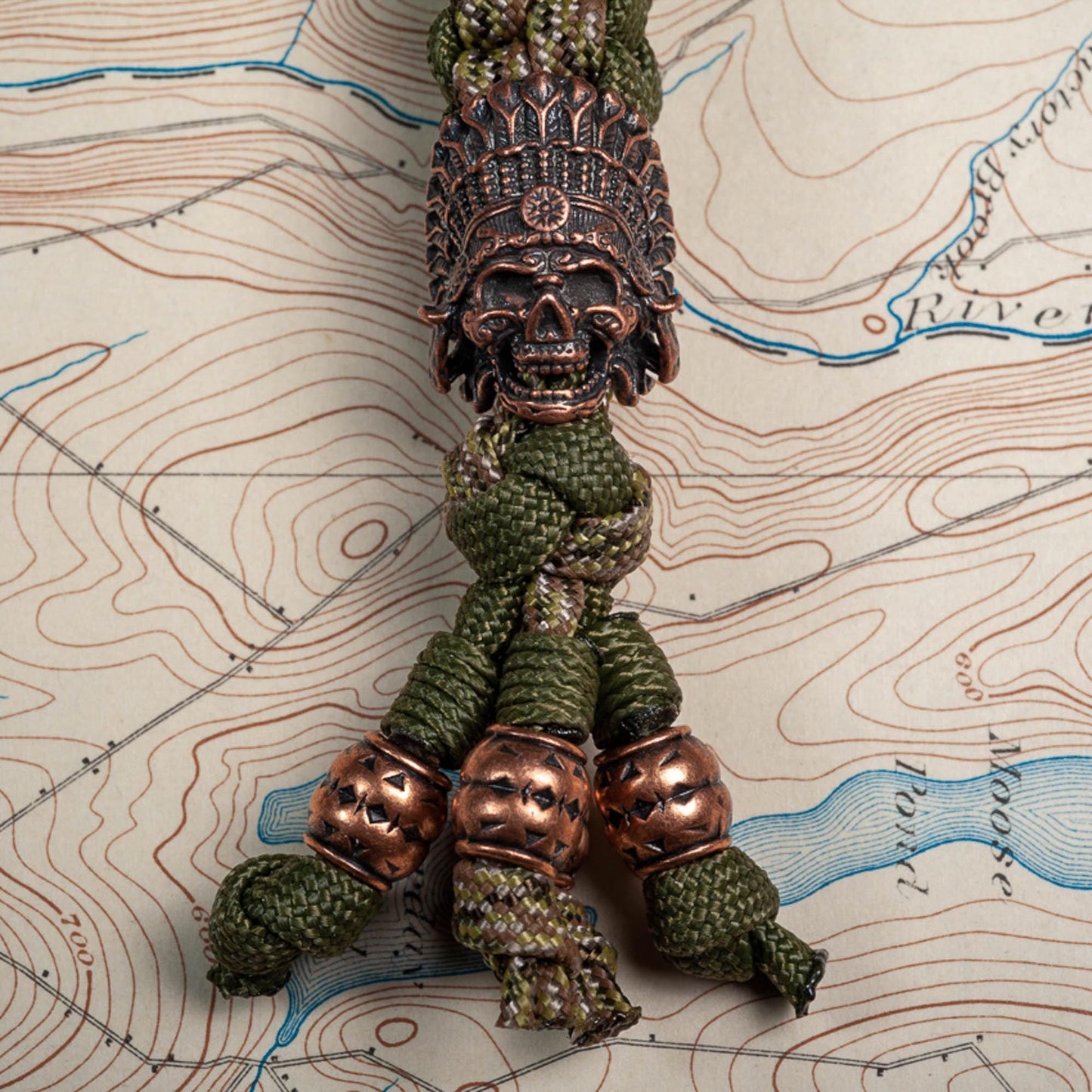 Multicam Bronze Indian Chief Paracord Knife Lanyard