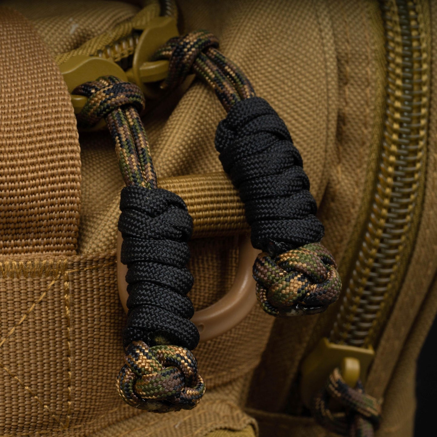 Two Color Rounded Paracord Zipper Pulls (6-Pack) | Choose From 70 Colors