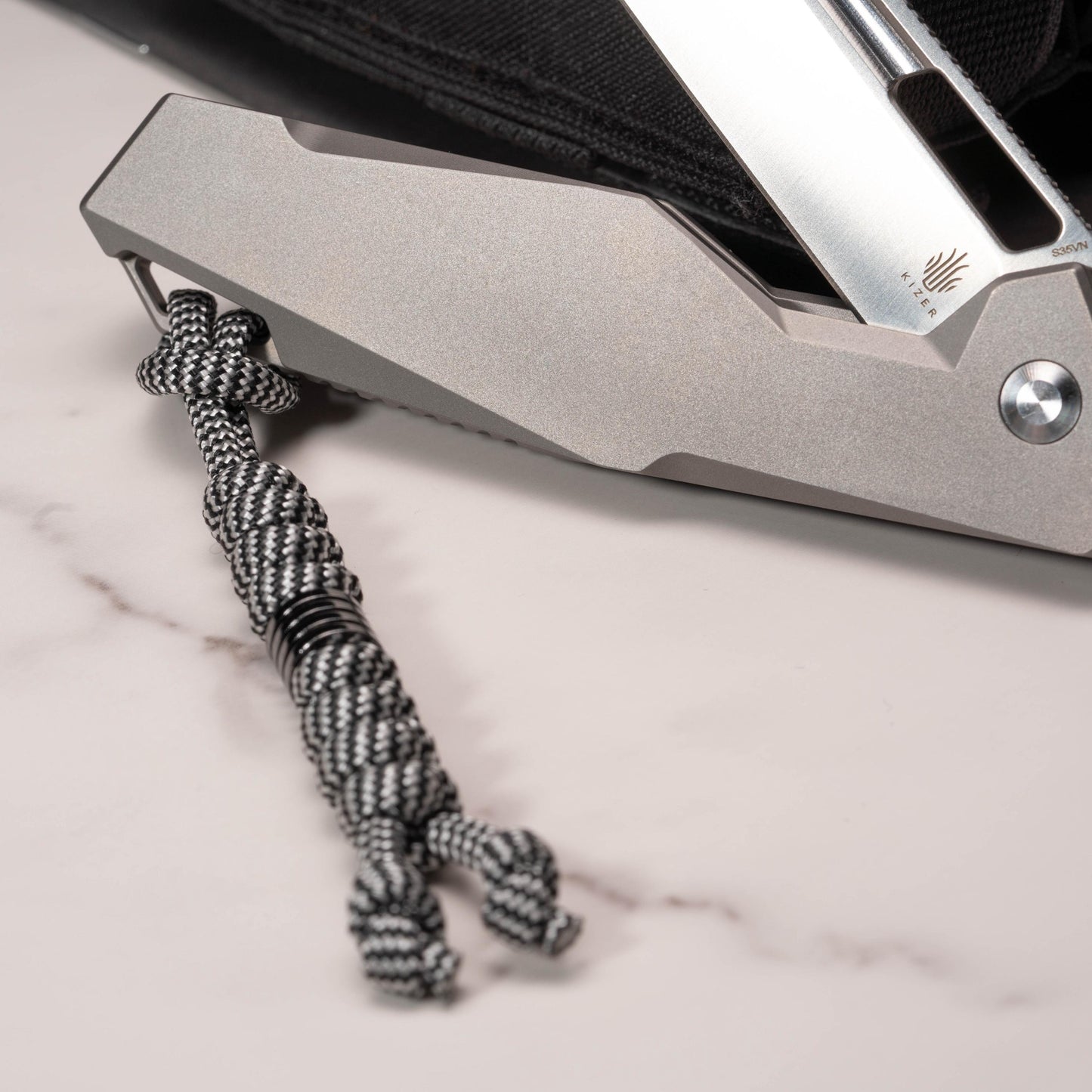 Split Snake Knot Knife Lanyard With Your Choice of Bead - Black | Silver | Vintage Silver | Gold | Vintage Gold | Titanium