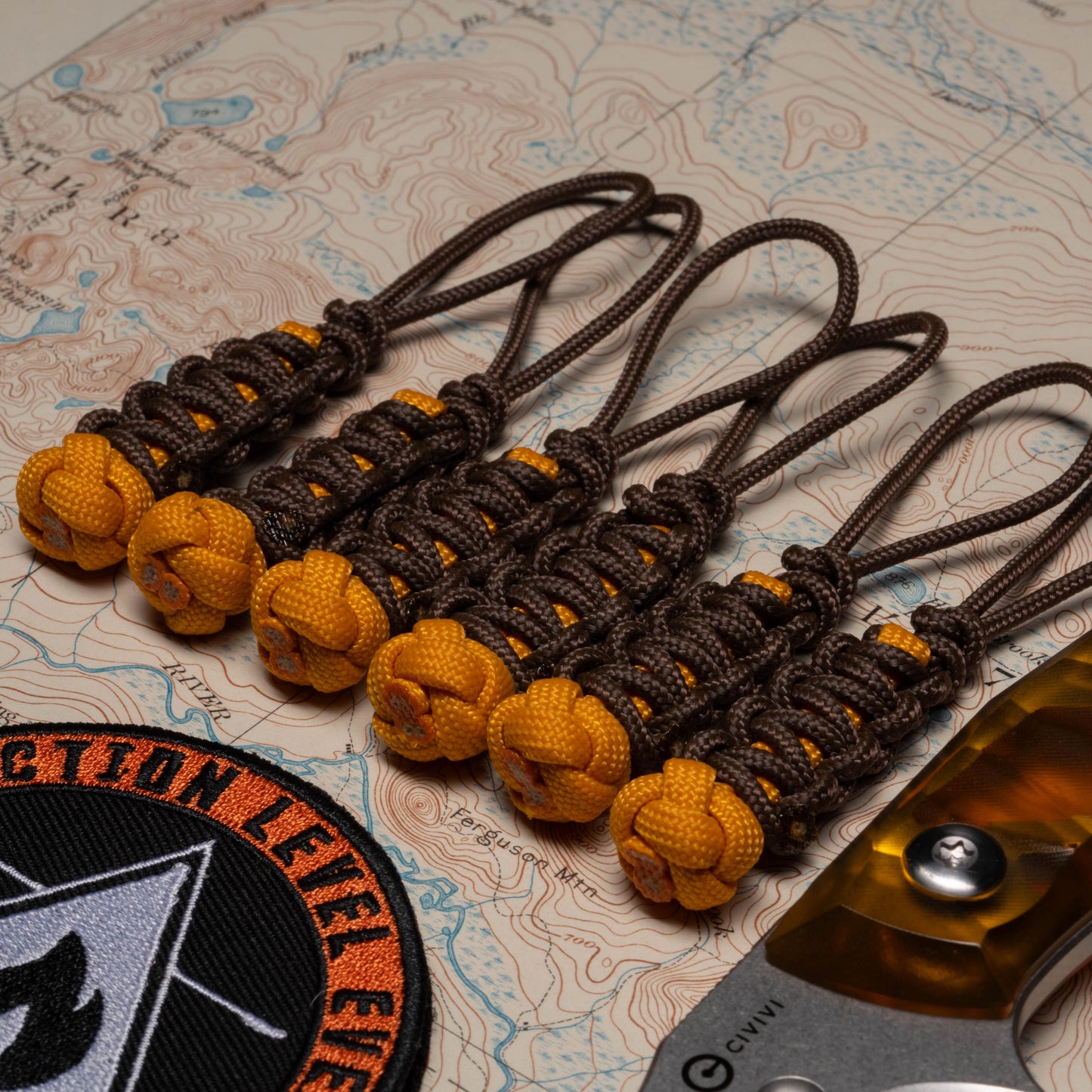 275 Paracord Hybrid Zipper Pulls With 550 Paracord Center (6 Pack) | Choose From Over 100 Paracord Colors