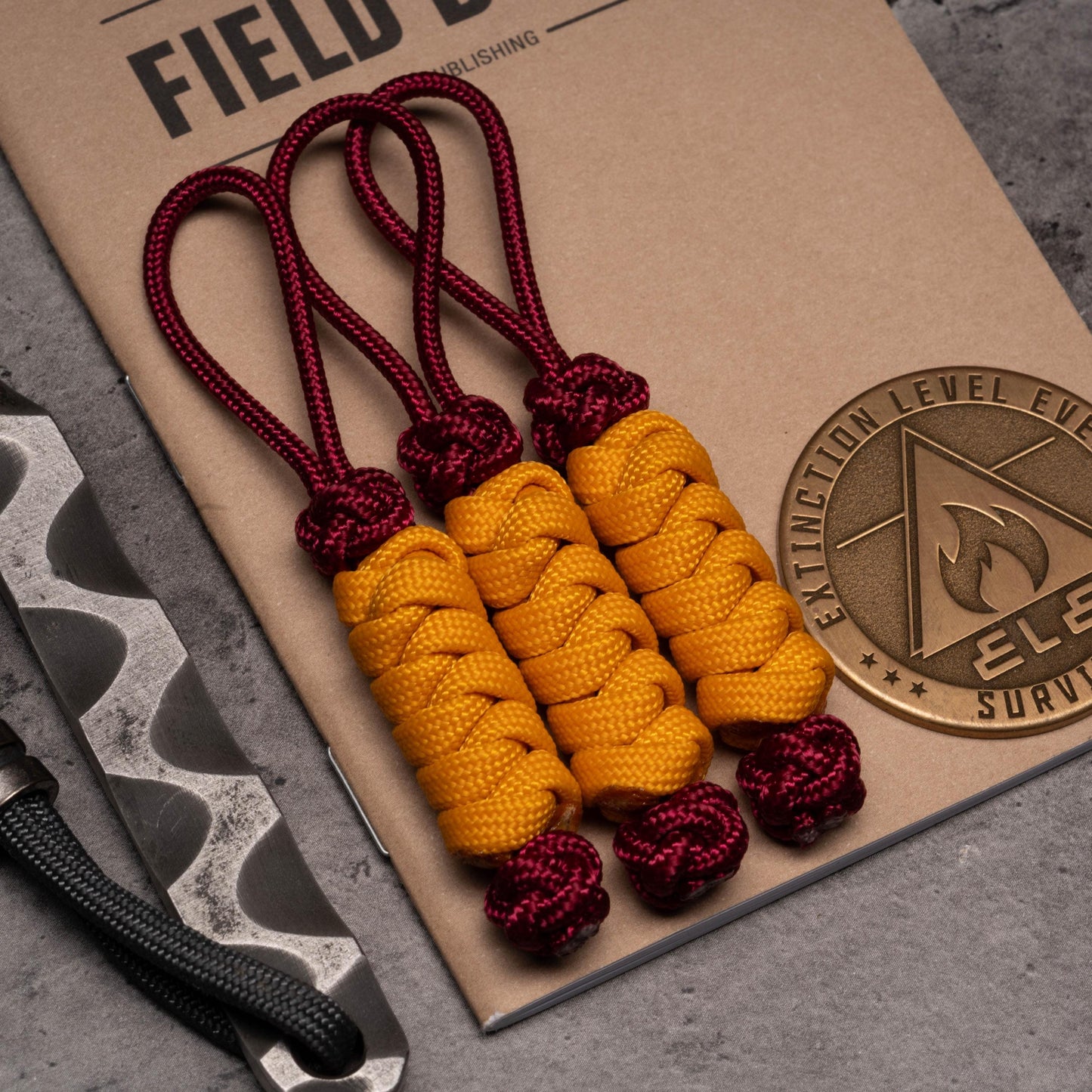 275 Paracord Zipper Pulls With 550 Paracord Center (3 Pack) | Choose From Over 100 Paracord Colors