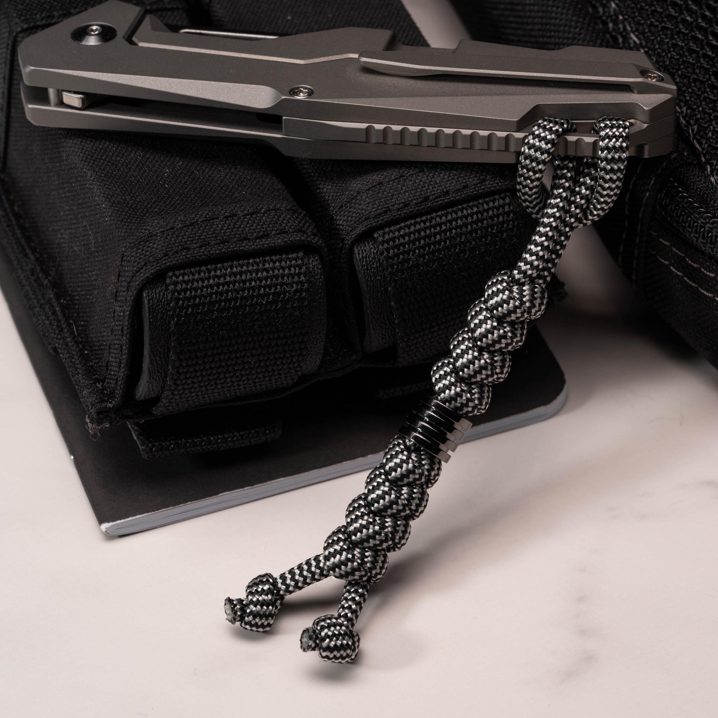 Split Snake Knot Knife Lanyard With Your Choice of Bead - Black | Silver | Vintage Silver | Gold | Vintage Gold | Titanium