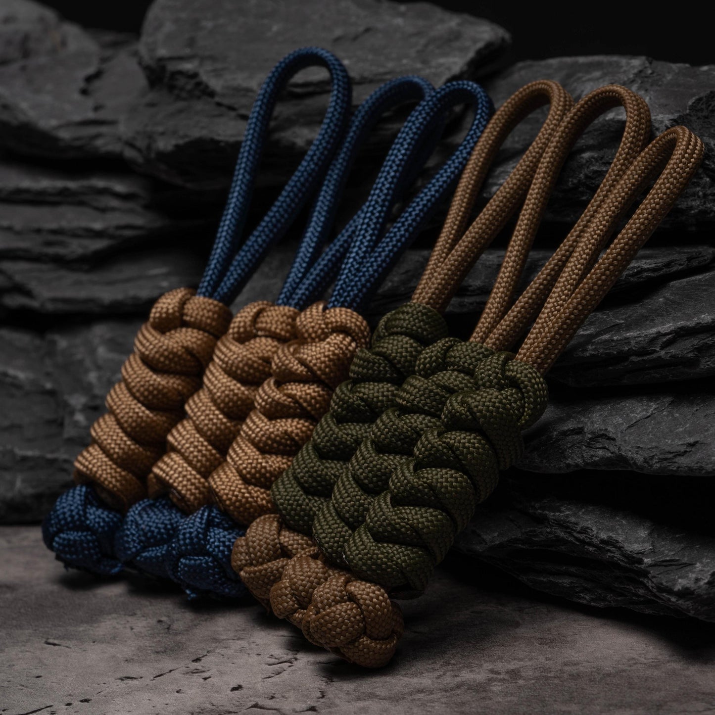 Two Color Rounded Paracord Zipper Pulls (3-Pack) | Choose From 70 Colors