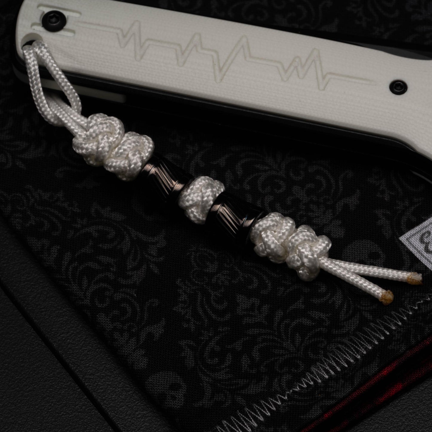 275 Paracord Diamond Knot Knife Lanyard With Dual Two Tone Stainless Steel Beads | Choose From 70 Cord Colors | 6 Bead Choices