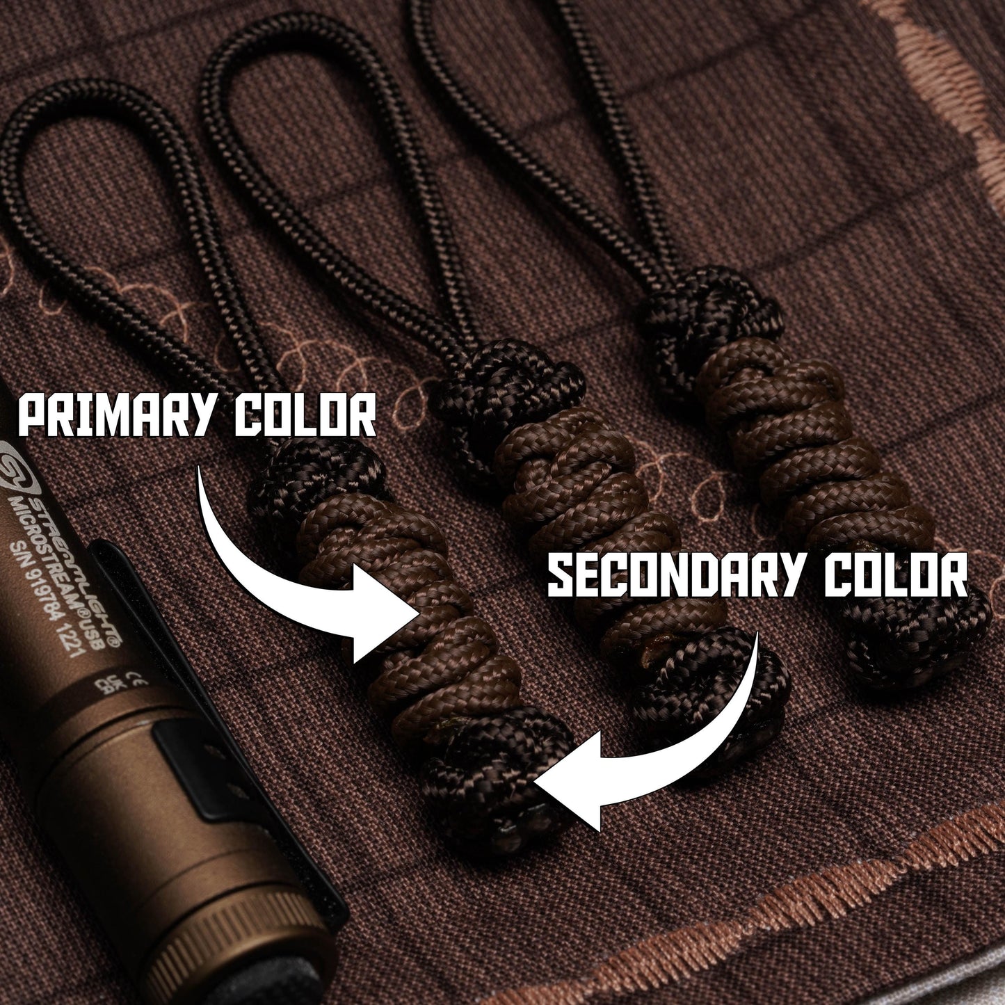 275 Paracord Zipper Pulls With 275 Paracord Center (3 Pack)