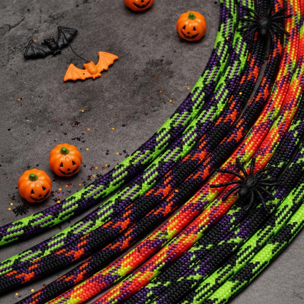 Minimal Paracord ID Lanyard: 24 Halloween Colors, Breakaway Clasp, ID Holder