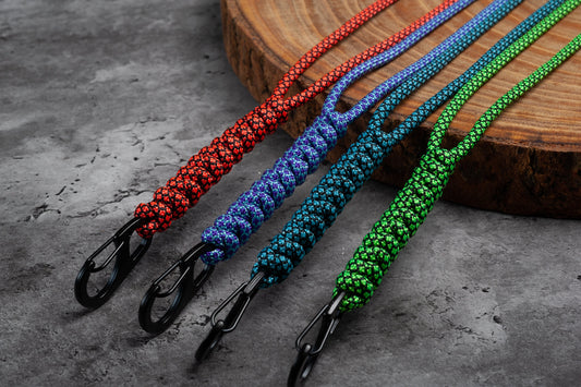 Rounded Paracord ID Lanyard | Diamond Collection | Breakaway Clasp | 21 Diamond Colors | Black or Silver Carabiner | ID Holder Included
