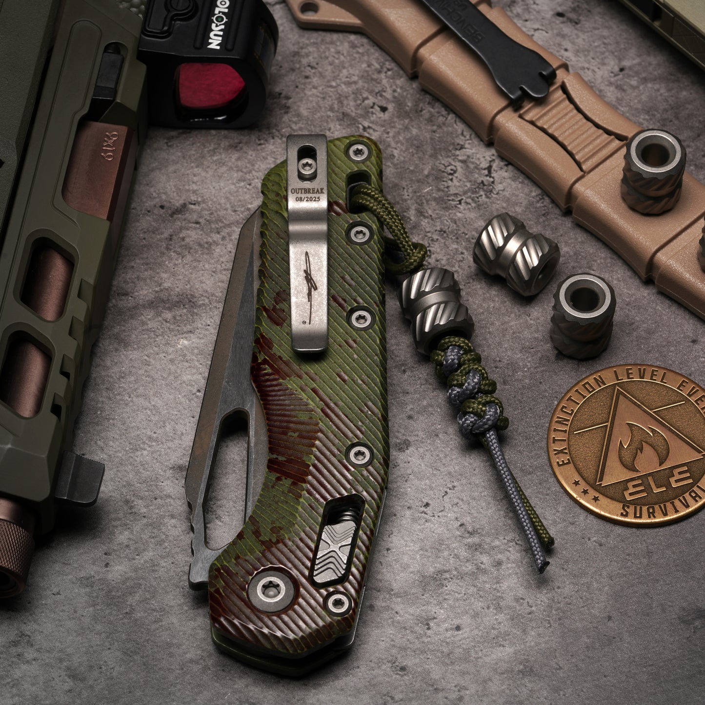 Two-Tone 275 Paracord Knife Lanyard | Stonewashed Titanium Bead