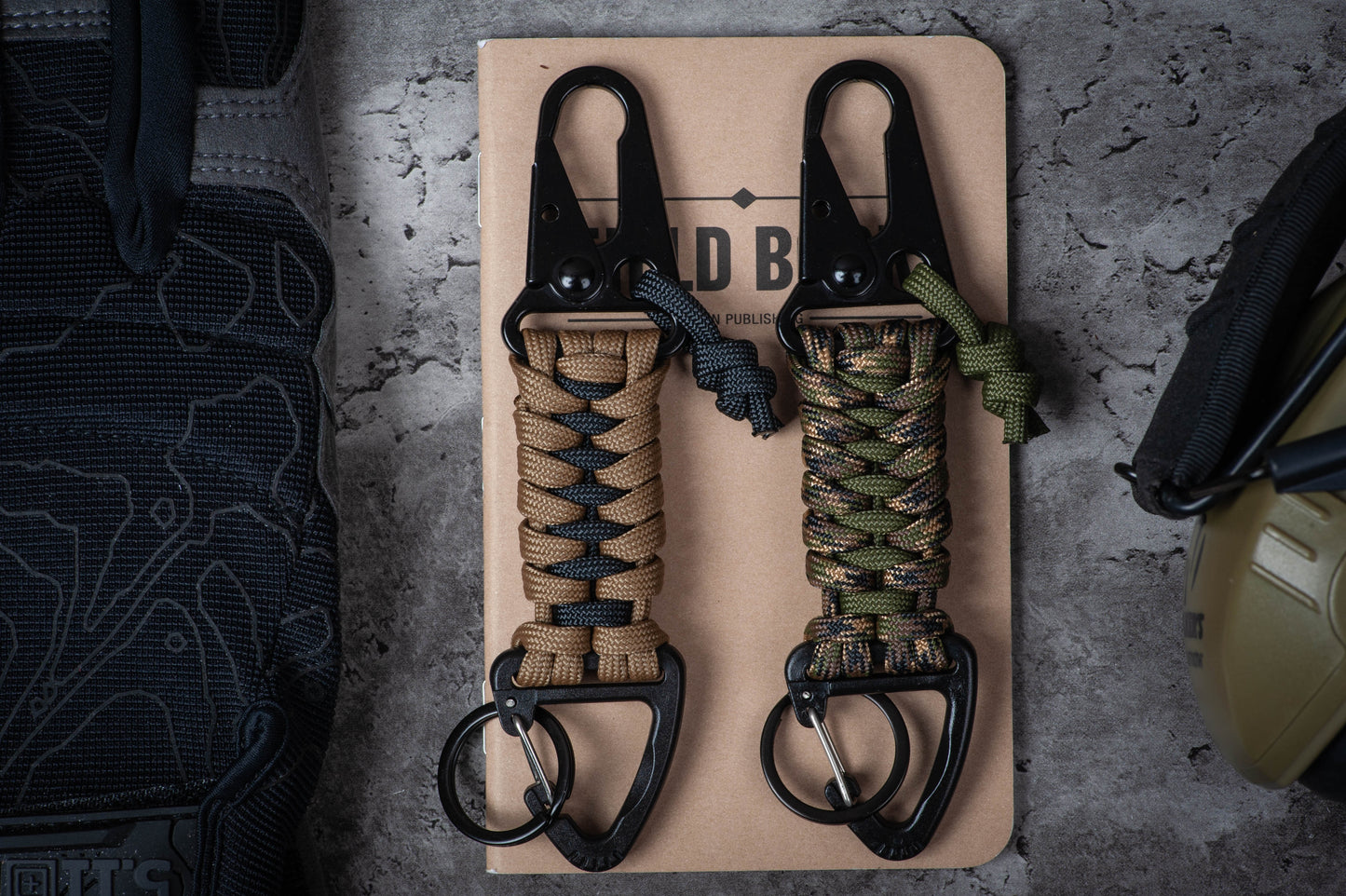 Tactical Paracord HK Hook and Triangle Carabiner EDC  Keychain | Choose Your Colors