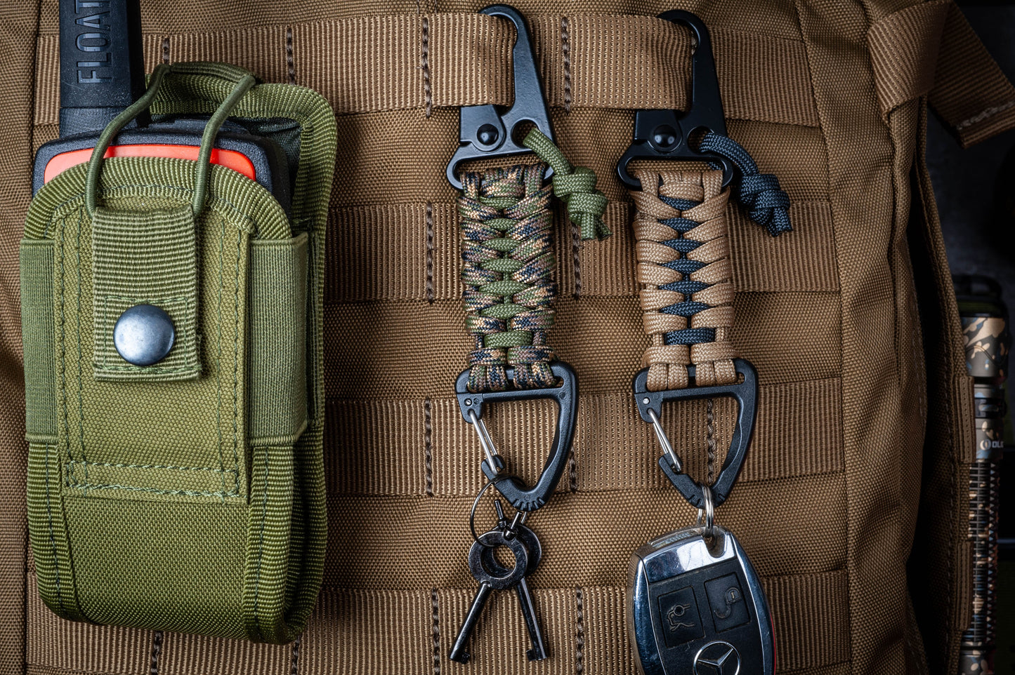 Tactical Paracord HK Hook and Triangle Carabiner EDC  Keychain | Choose Your Colors