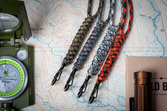 Rounded Paracord ID Lanyard | Camo Collection | Breakaway Clasp | Black or Silver Carabiner | ID Holder Included