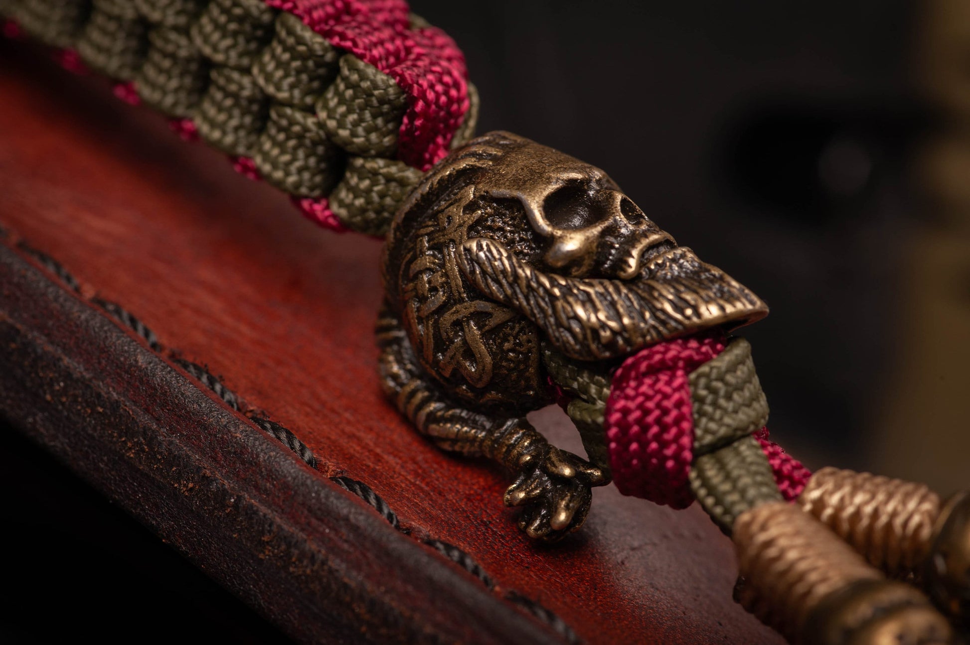 Berserker Viking Paracord Knife Lanyard With Brass Beads