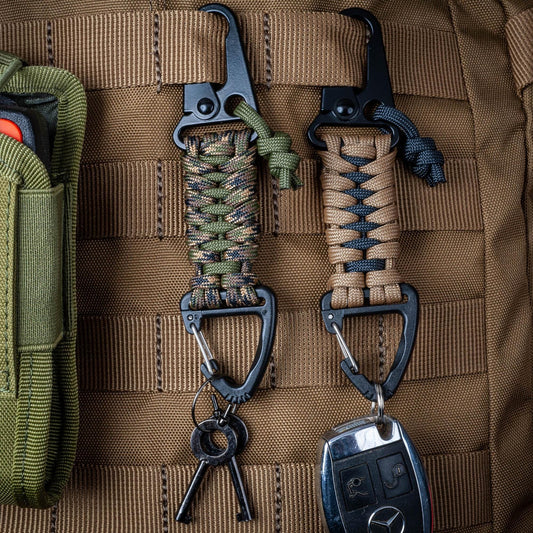 Tactical Paracord HK Hook and Triangle Carabiner EDC Keychain | Choose Your Colors