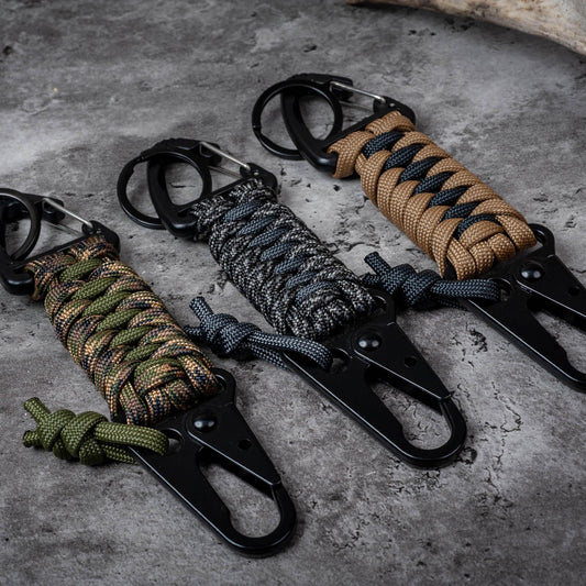 Tactical Paracord HK Hook and Triangle Carabiner EDC Keychain | Choose Your Colors