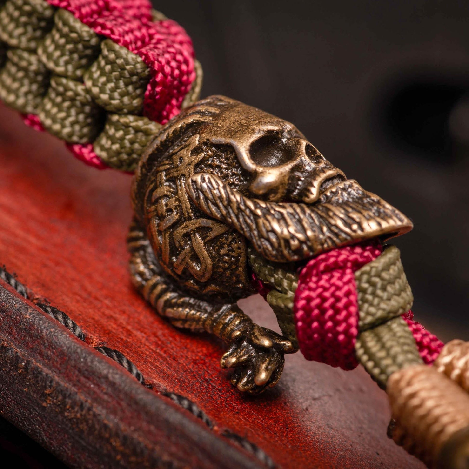 Berserker Viking Paracord Knife Lanyard With Brass Beads