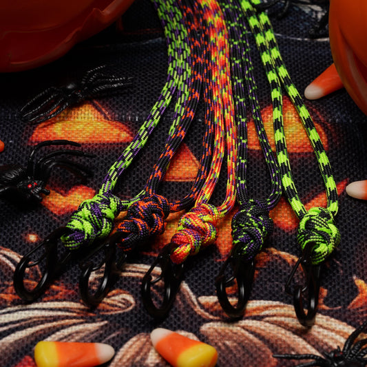 Minimal Paracord ID Lanyard: 24 Halloween Colors, Breakaway Clasp, ID Holder
