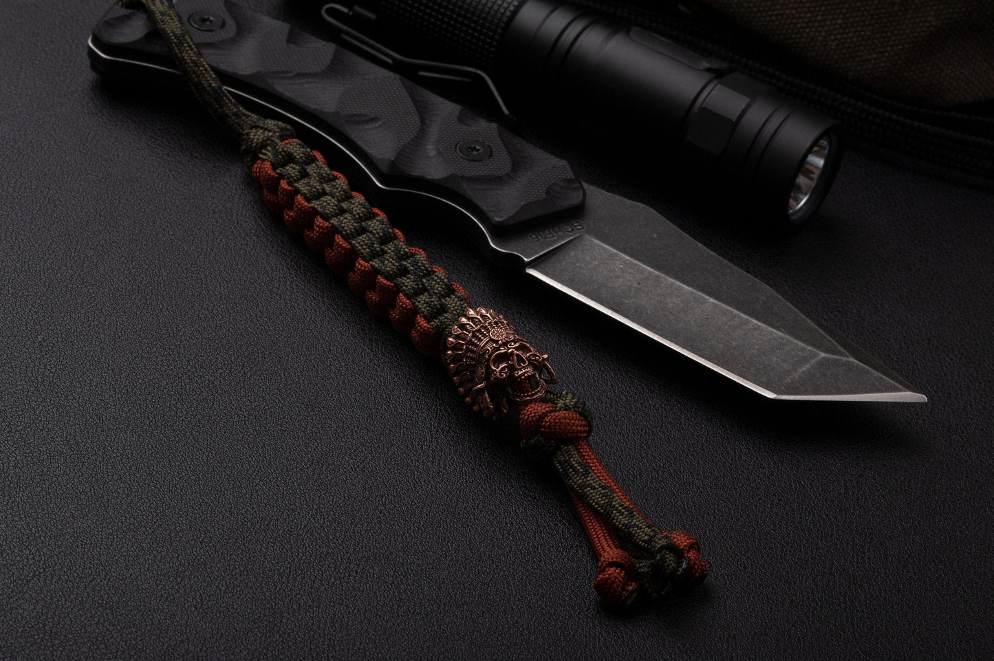 Extinction Level Event Bronze Indian Chief Paracord Knife Lanyard