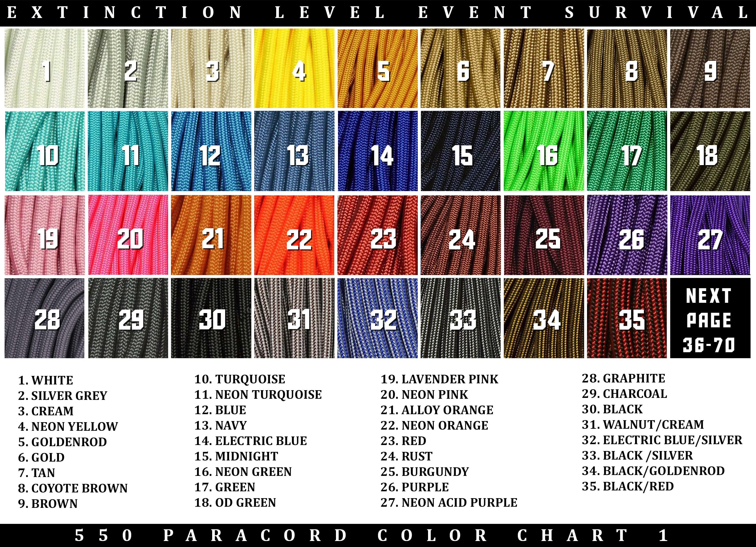 Paracord colors deals